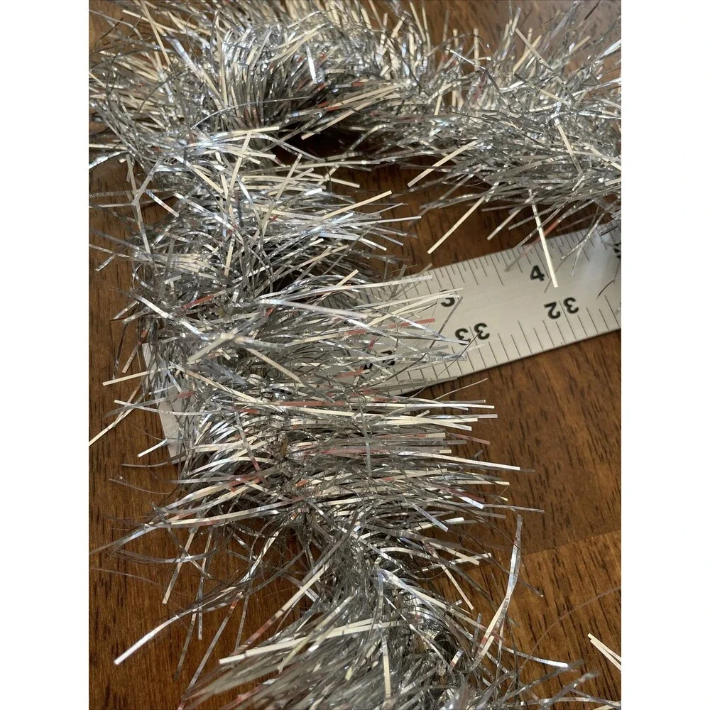 22’ Silver Christmas Tree Tinsel Garland Holiday Rope 270” Fine Strands